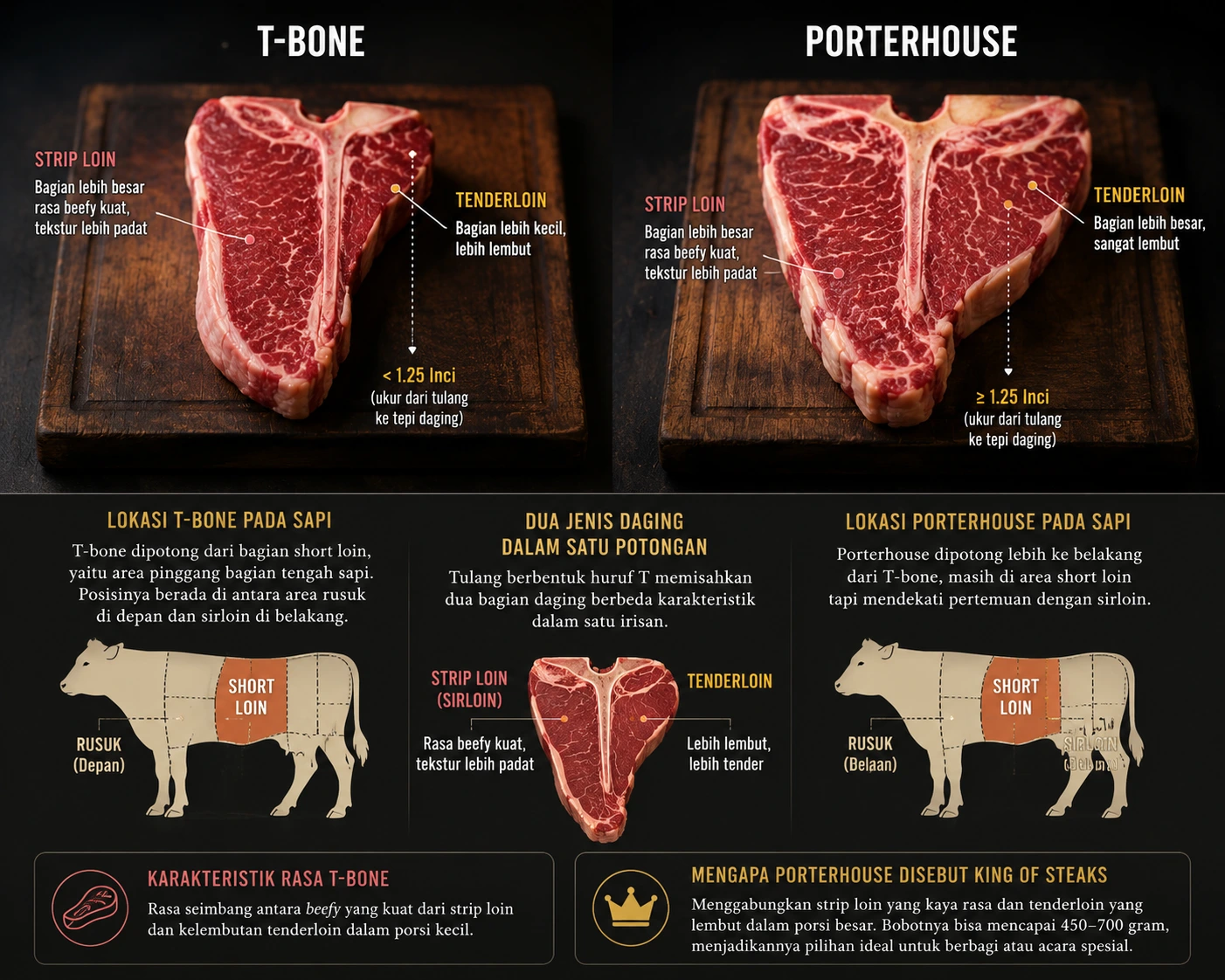 T-Bone vs Porterhouse Steak, Apa Bedanya dan Mana yang Lebih Worth It